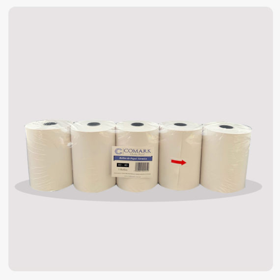 Rollo De Papel Térmico. Medida 80 X 65 Mm. Paquete De 5